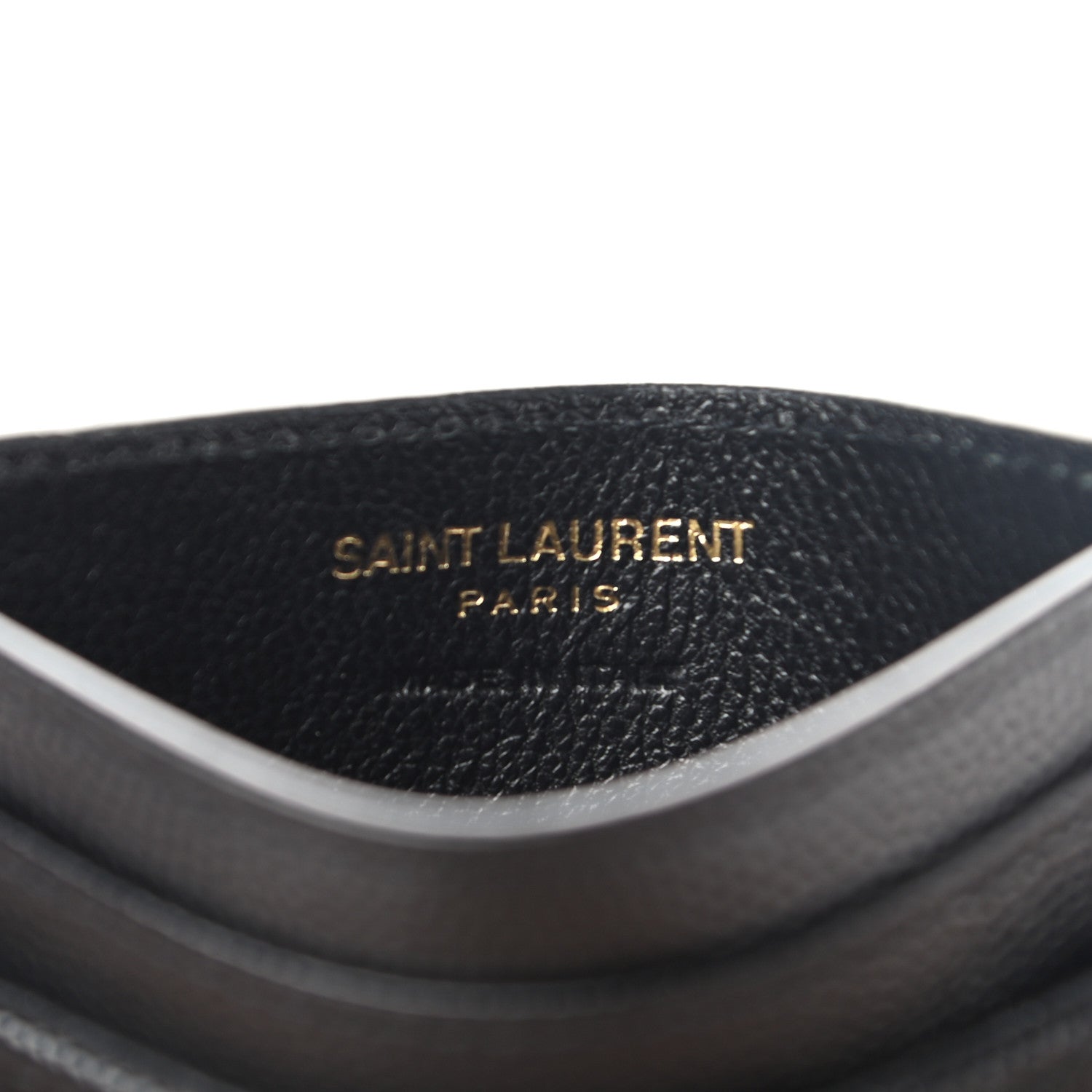 Saint Laurent Grain De Poudre Matelasse Chevron Monogram Credit Card Case Black 6 of 8