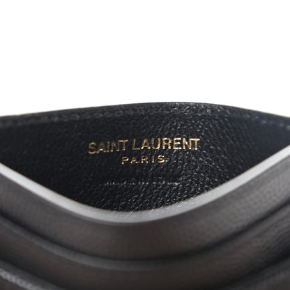 Saint Laurent Grain De Poudre Matelasse Chevron Monogram Credit Card Case Black 6 of 8