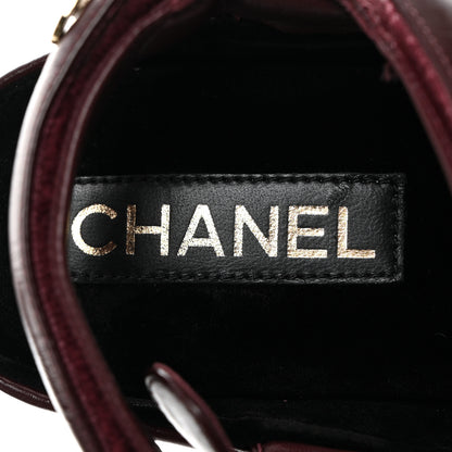 Chanel Shiny Calfskin Logo Platform Sandals 39 Burgundy 6 of 8