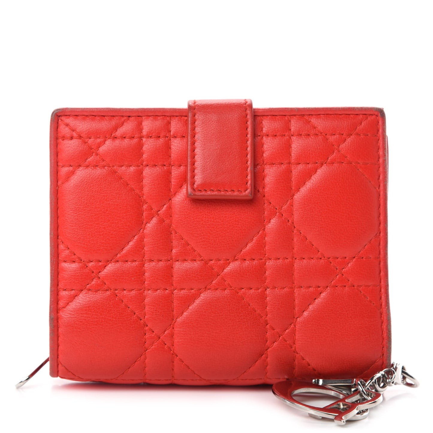 Lambskin Cannage Lady Dior Card Holder Red