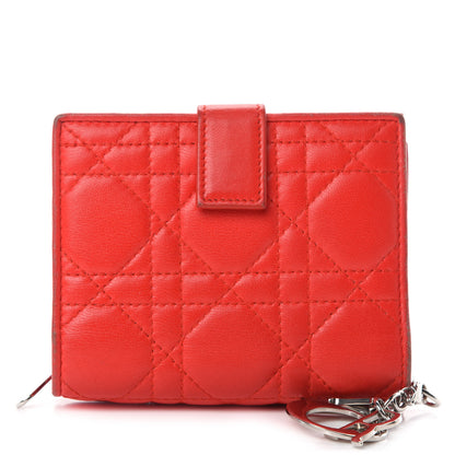 Christian Dior Lambskin Cannage Lady Dior Card Holder Red 1 of 12