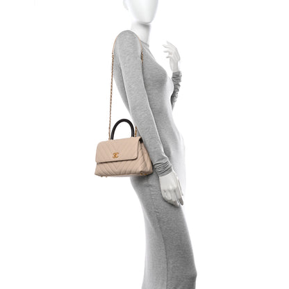 Chanel Caviar Lizard Chevron Quilted Mini Coco Handle Flap Ivory 2 of 10