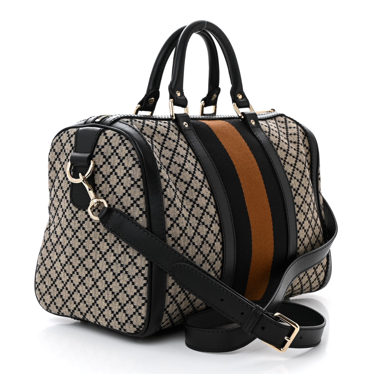 Gucci Diamante Vintage Web Medium Boston Black 3 of 10