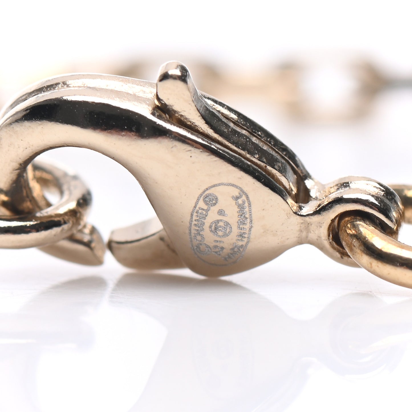 Pearl CC Chain Anklet Gold