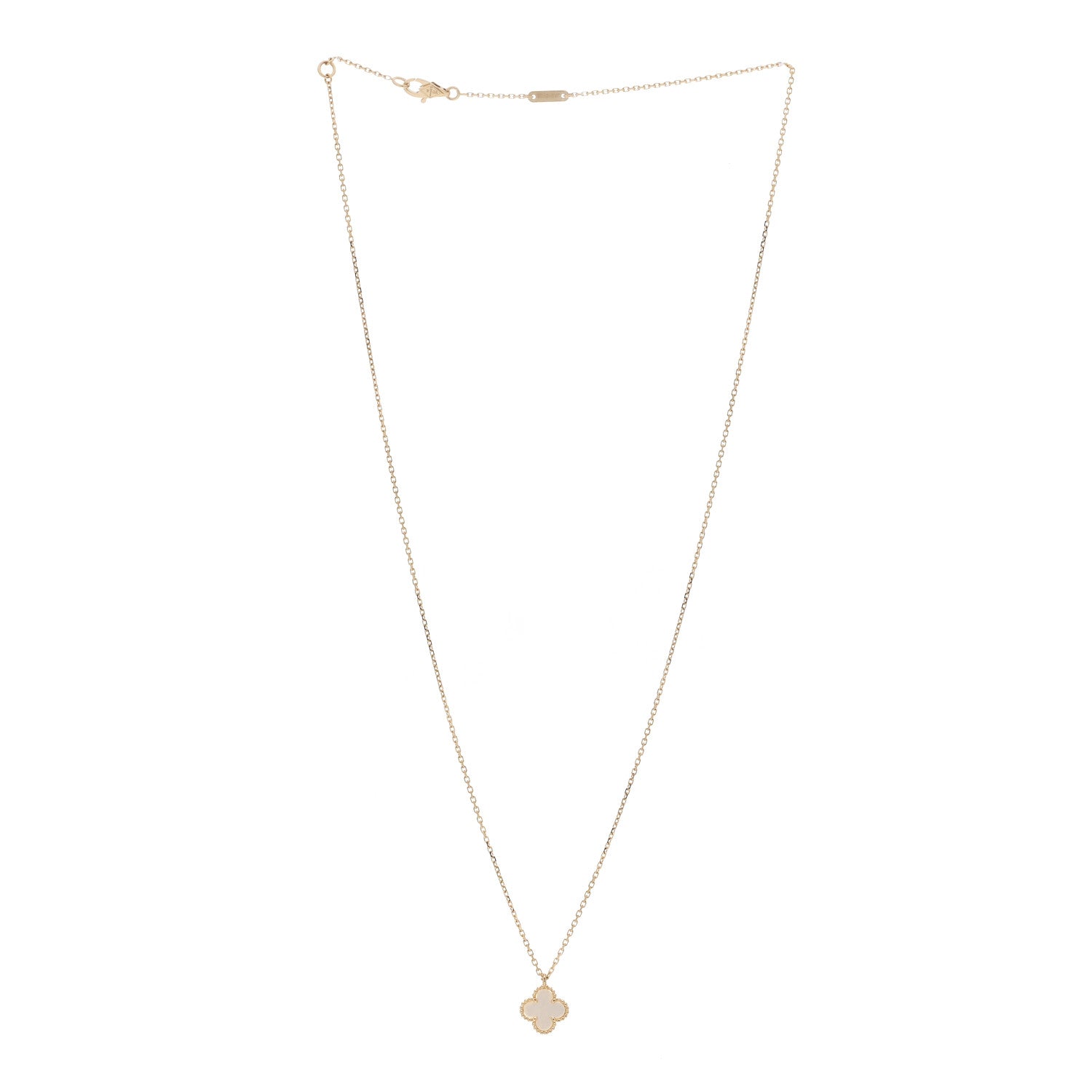 Van Cleef & Arpels 18K Yellow Gold Mother of Pearl Sweet Alhambra Pendant Necklace 3 of 6