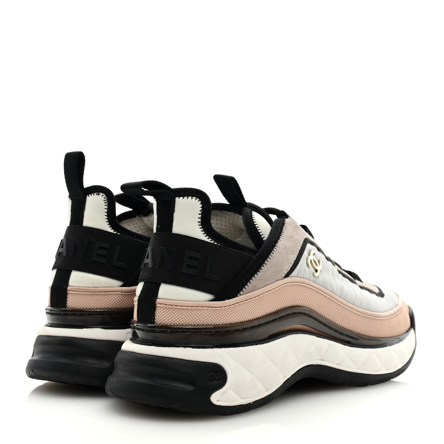 Chanel Fabric Suede Calfskin CC Sneakers 39 Pink Grey 4 of 8