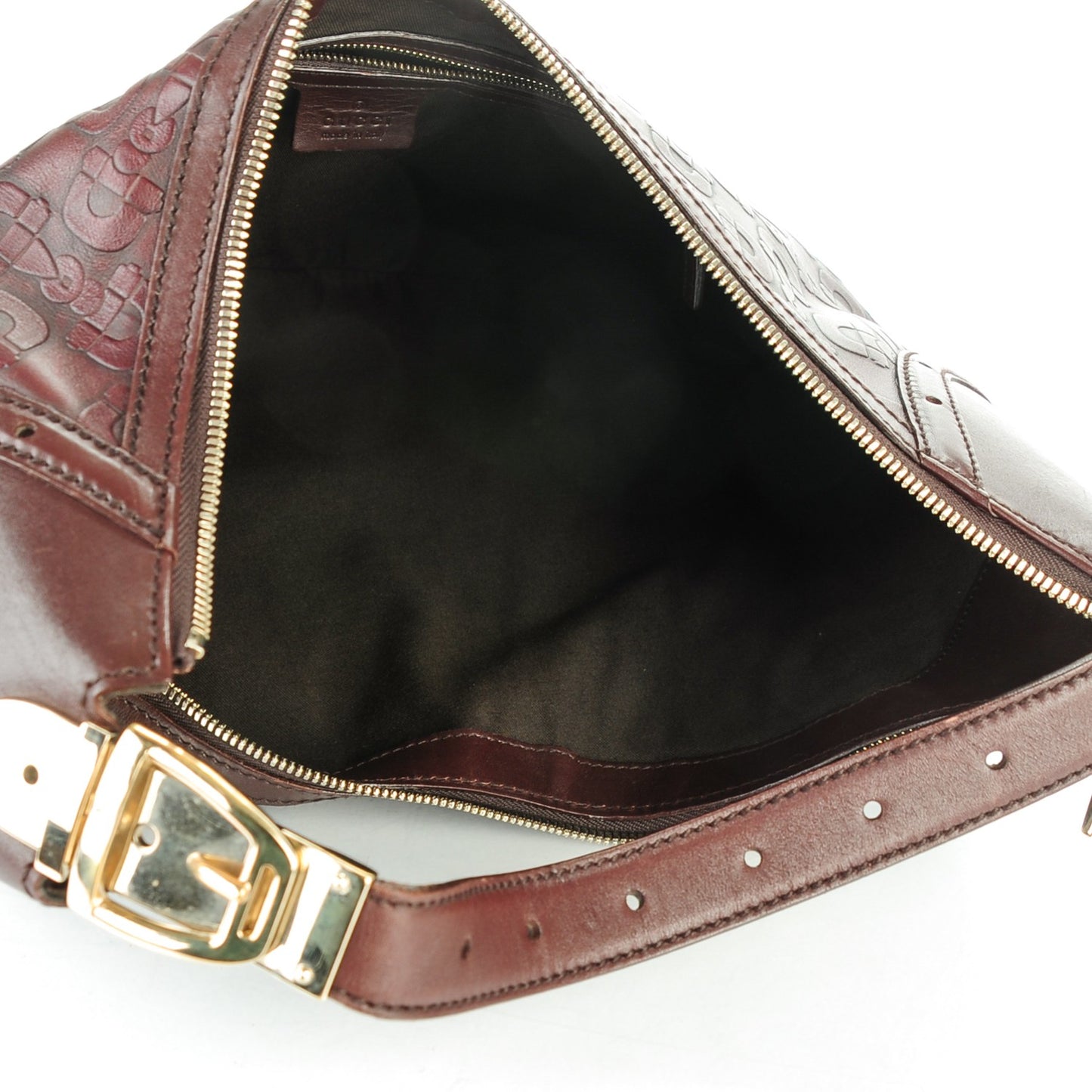 Calfskin Horsebit Embossed Glam Hobo Burgundy