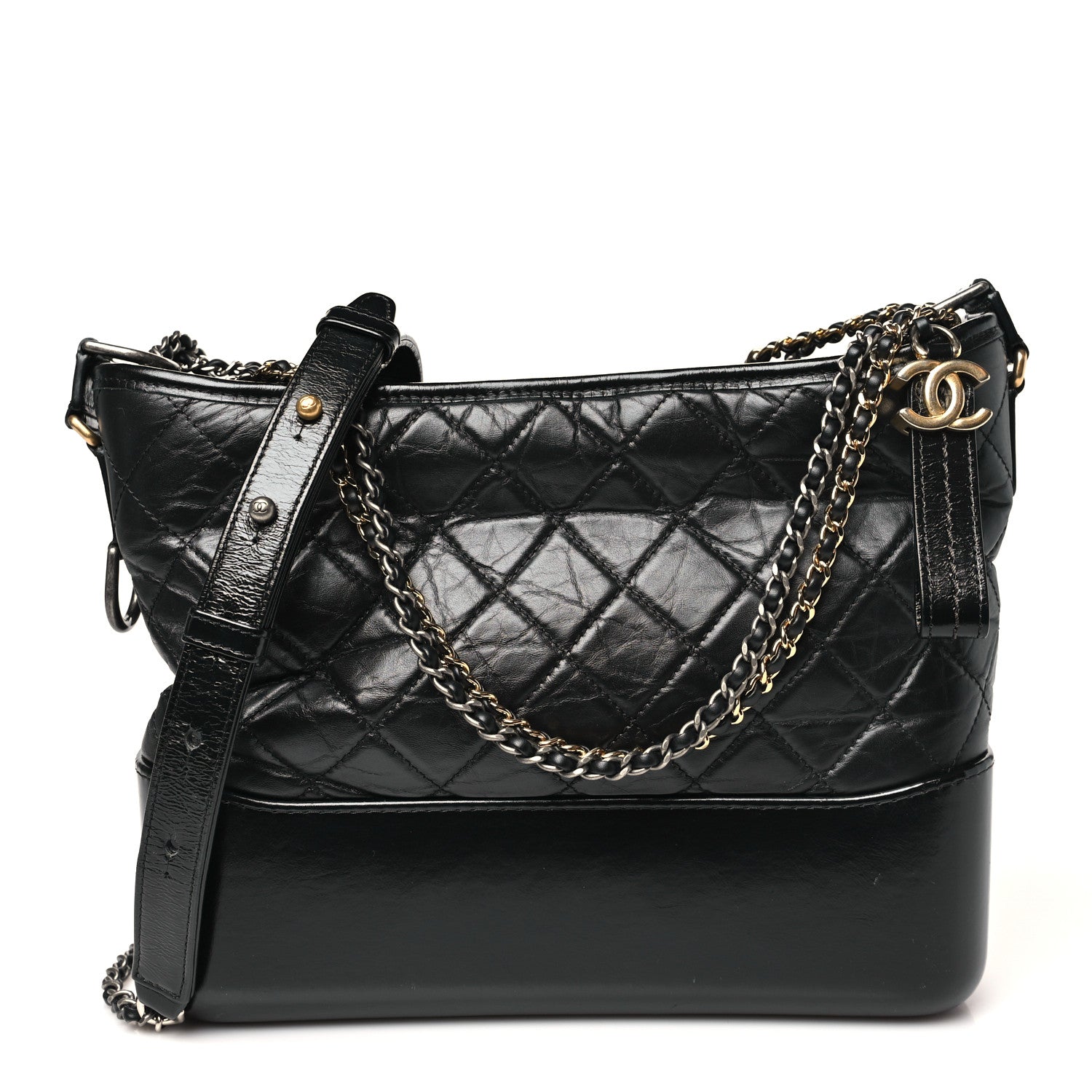 Chanel Aged Calfskin Quilted Medium Gabrielle Hobo Black 1 of 9