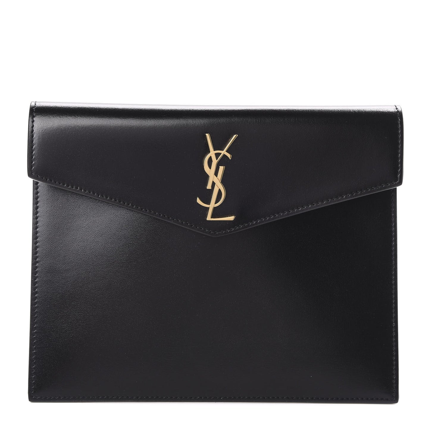 Smooth Shiny Calfskin Monogram Uptown Baby Pouch Black