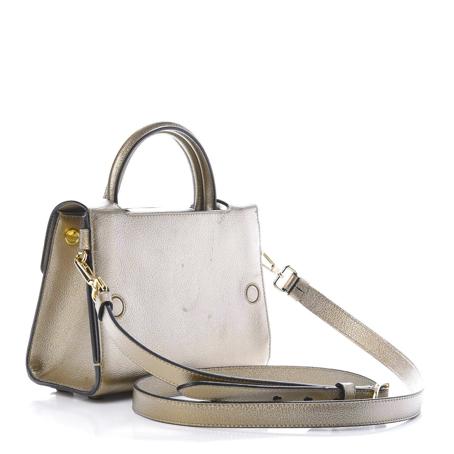 Metallic Grained Calfskin Mini Diorever Flap Bronze