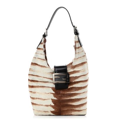 Fendi Calf Hair Zebra Print Shoulder Bag Brown 1 of 4