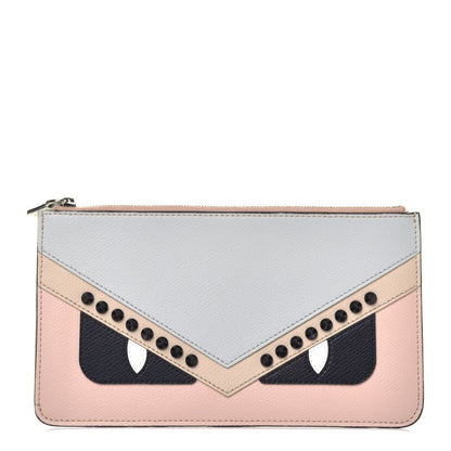 Fendi Vitello Cruise Monster Zip Pouch Grigio Perla Amido Multicolor 1 of 7
