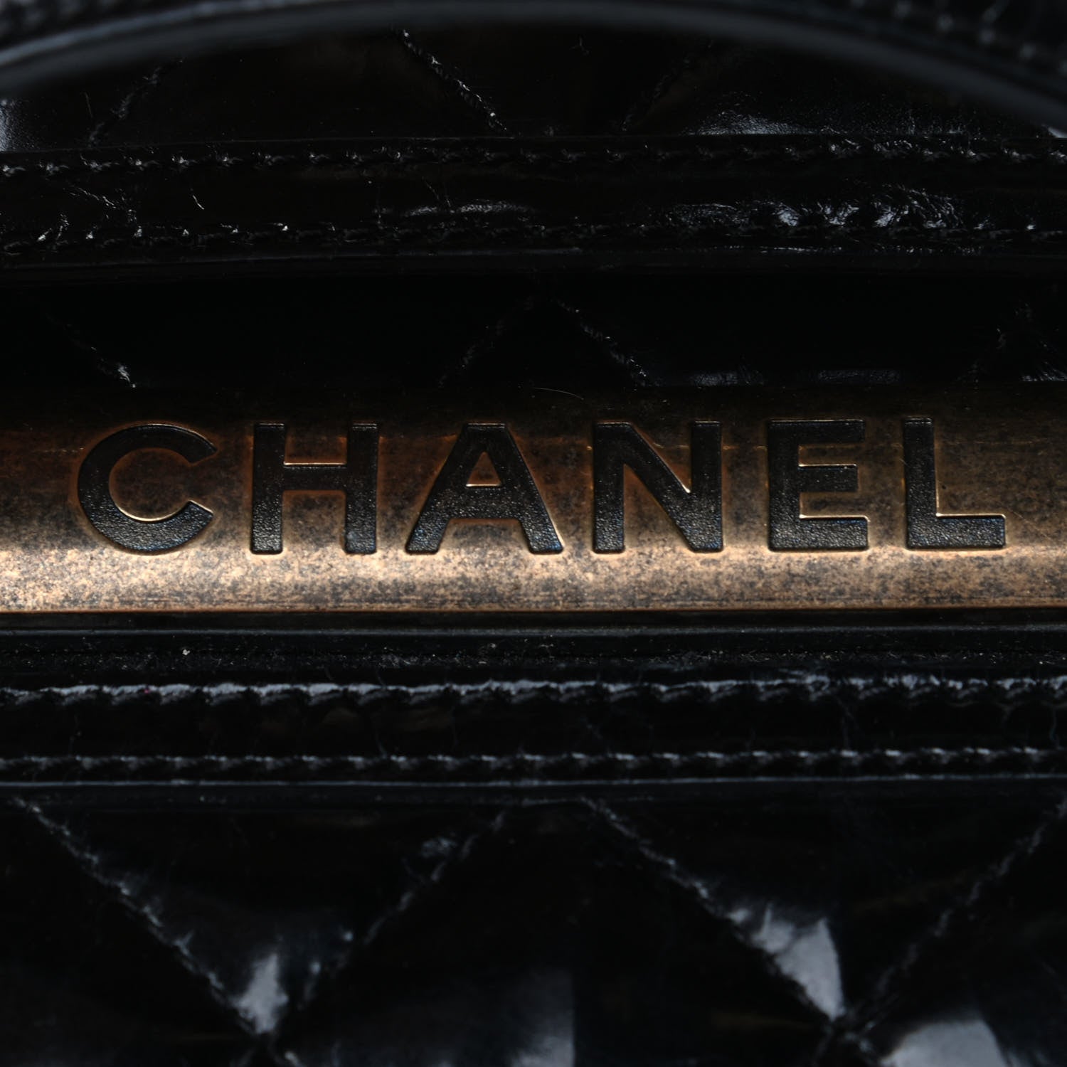 Chanel Glazed Calfskin Quilted Cosmetic Top Handle Case Black 8 of 9