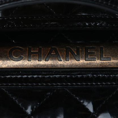Chanel Glazed Calfskin Quilted Cosmetic Top Handle Case Black 8 of 9