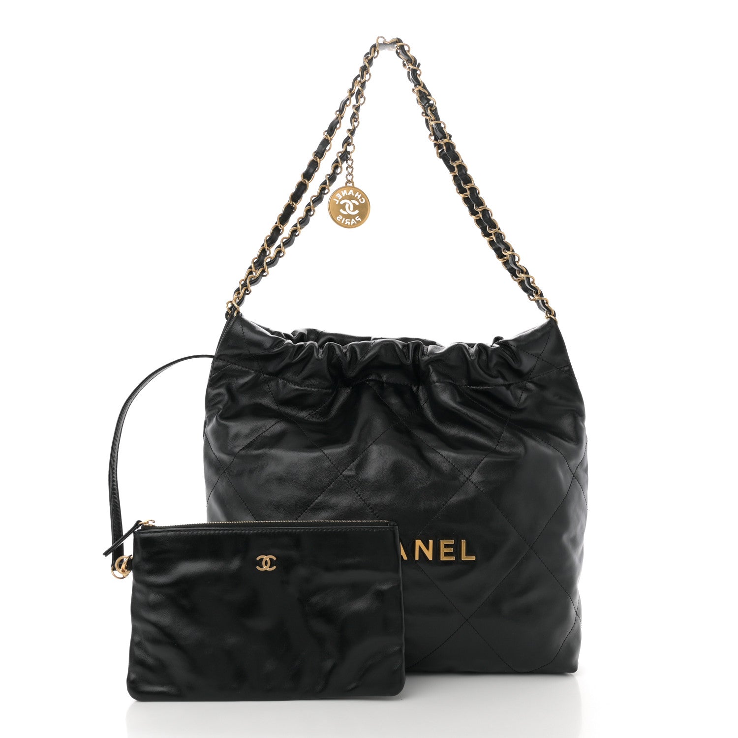 Chanel Shiny Calfskin Quilted Small Chanel 22 Black 3 of 11