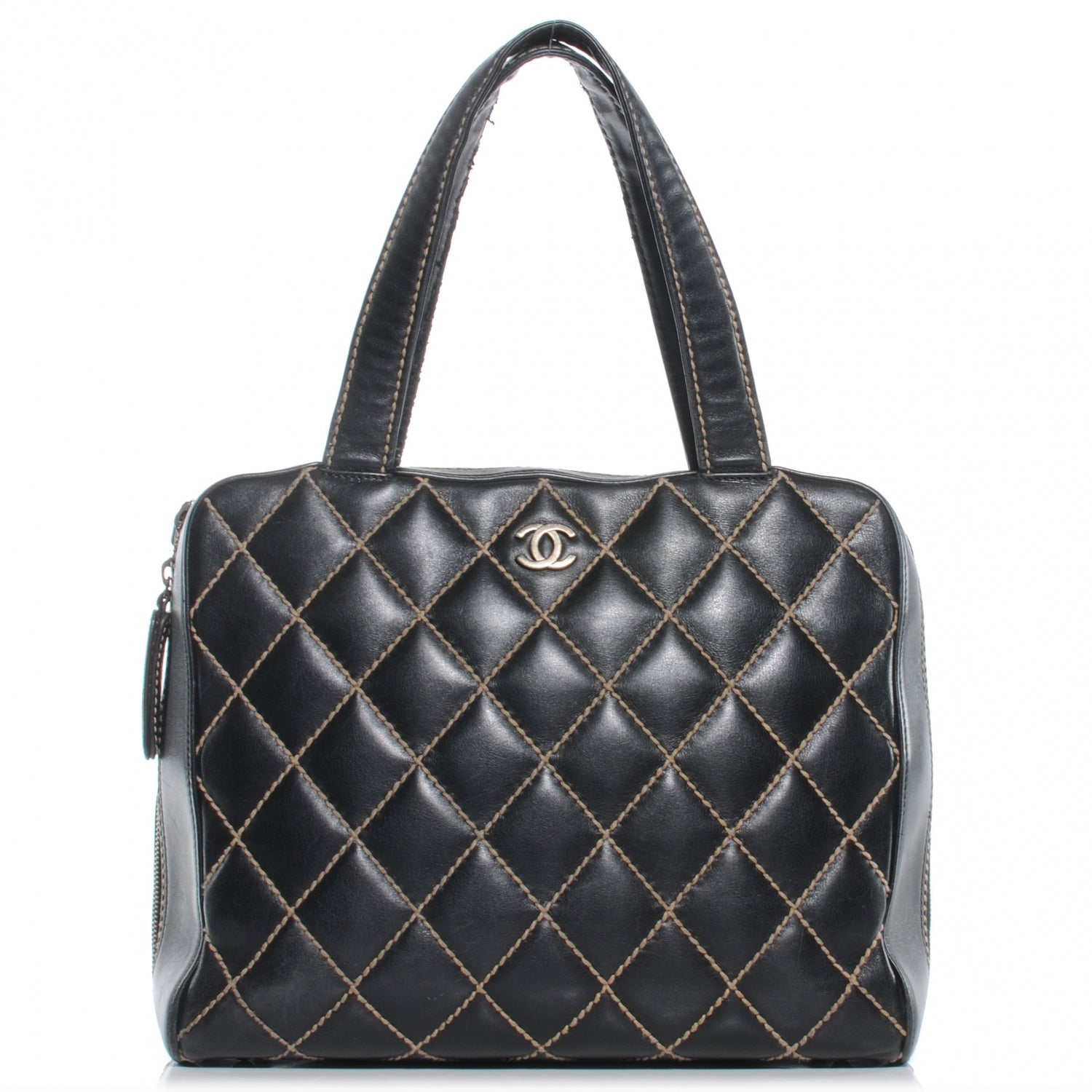 Chanel Leather Contrast Stitch Surpique Handbag Black 1 of 7