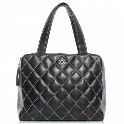 Chanel Leather Contrast Stitch Surpique Handbag Black 1 of 7