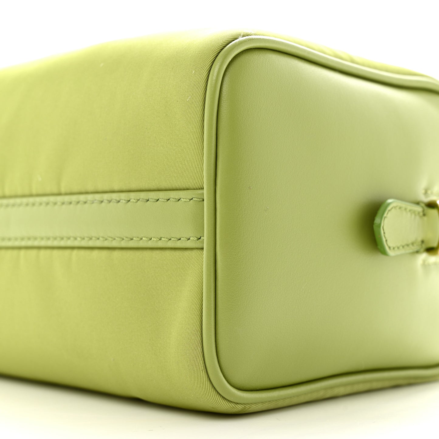 Re-Nylon Vitello Medium Top Handle Bag With Padlock Lawn Green