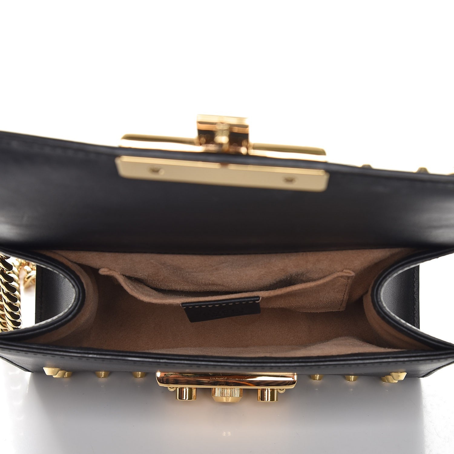 Gucci Calfskin Studded Small Padlock Shoulder Bag Black 5 of 12