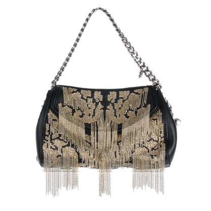 Alexander McQueen Nappa Embroidered Chain Medallion Heraldic Satchel Black 1 of 9