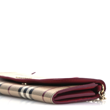 Burberry Haymarket Check Henley Wallet On Chain Coral Red 9 of 11