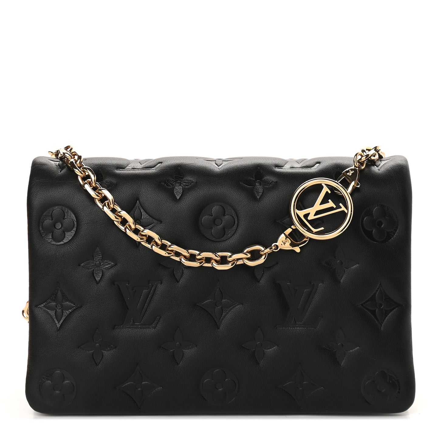 Lambskin Embossed Monogram Pochette Coussin Black