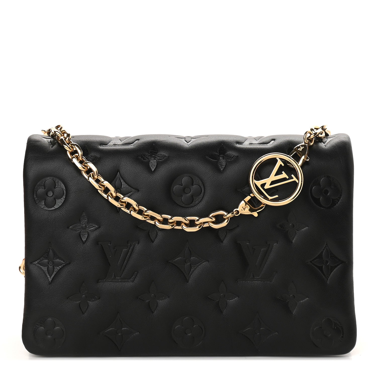 Louis Vuitton Lambskin Embossed Monogram Pochette Coussin Black 1 of 8