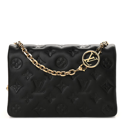 Louis Vuitton Lambskin Embossed Monogram Pochette Coussin Black 1 of 8