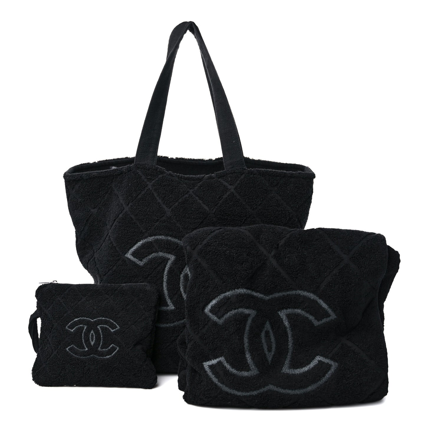Terry Cotton CC Beach Tote Towel Set Black