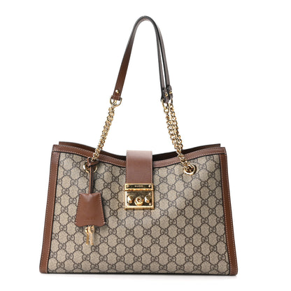 Gucci GG Supreme Monogram Medium Padlock Tote Beige Cuir 1 of 10