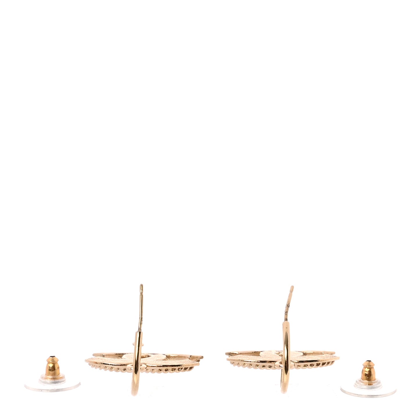 Metal Drop CC Earrings Gold