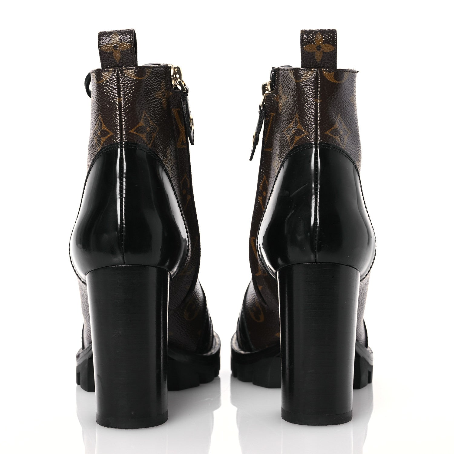 Louis Vuitton Patent Calfskin Monogram Star Trail Ankle Boots 37 Black 5 of 12