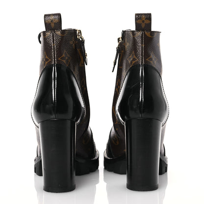 Louis Vuitton Patent Calfskin Monogram Star Trail Ankle Boots 37 Black 5 of 12