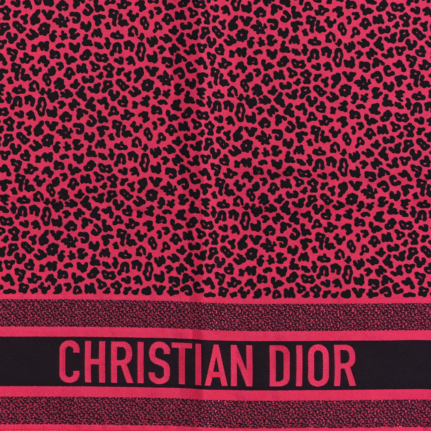 Christian Dior Silk Leopard Print Fringe Scarf Pink 2 of 3