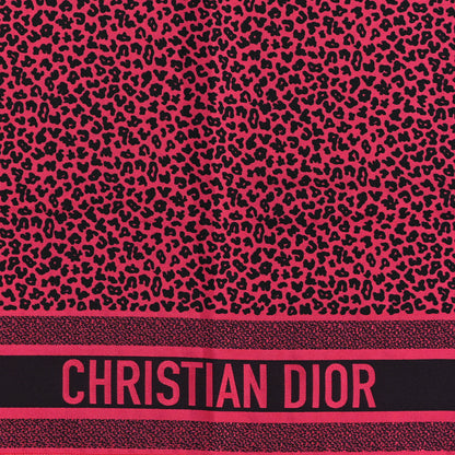 Christian Dior Silk Leopard Print Fringe Scarf Pink 2 of 3