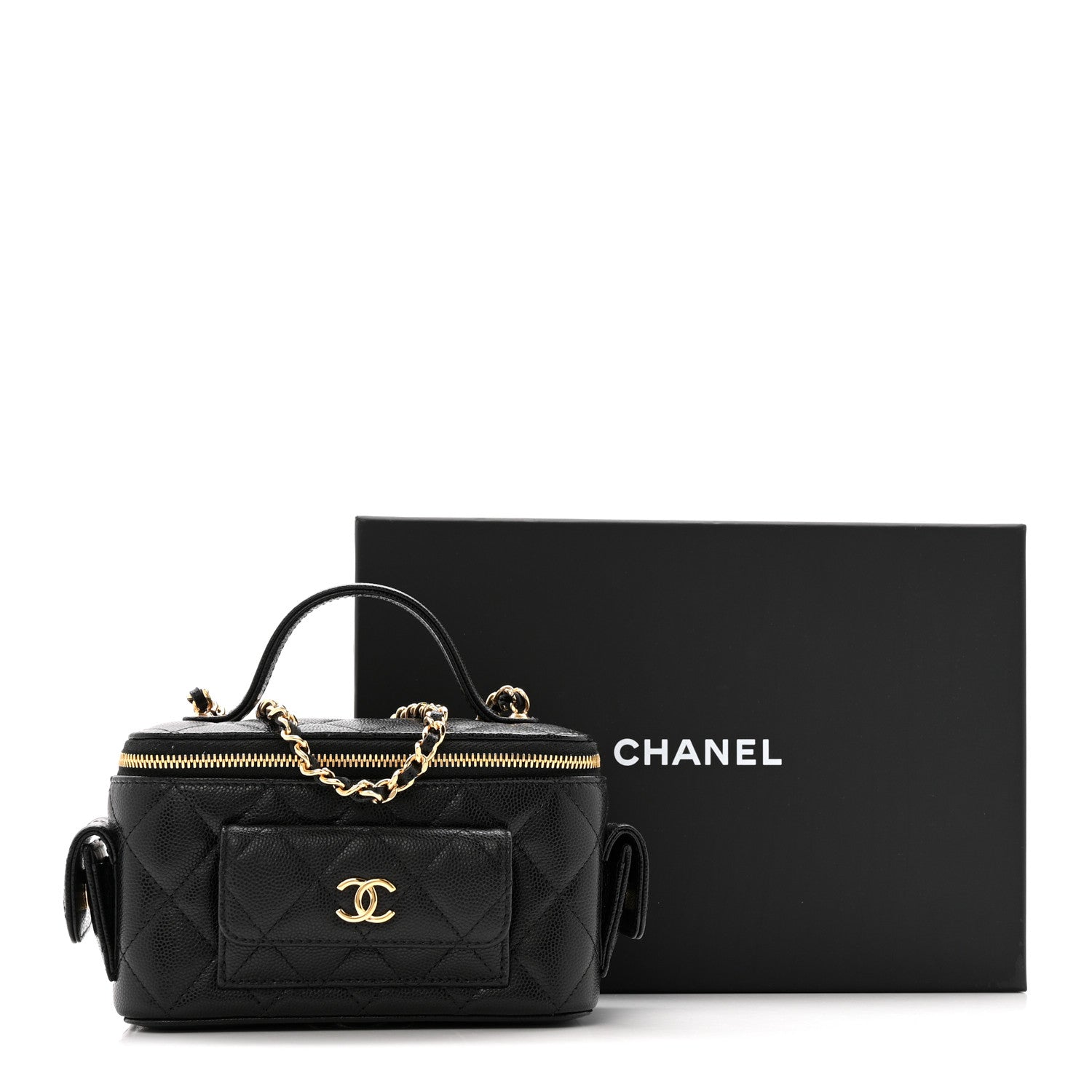 Chanel Caviar Quilted Polly Pocket East West Top Vanity With Chain Black 13 of 13