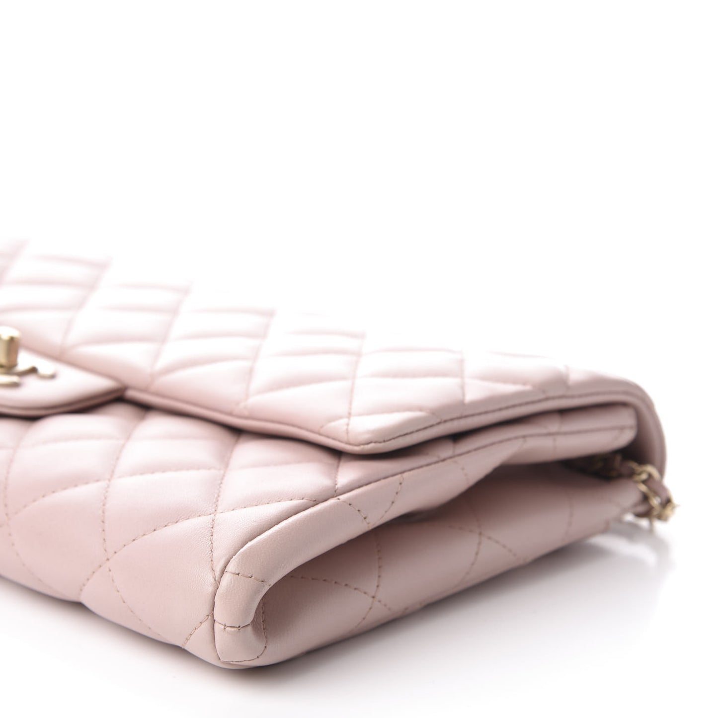 Lambskin Quilted Clutch With Chain Flap Light Pink