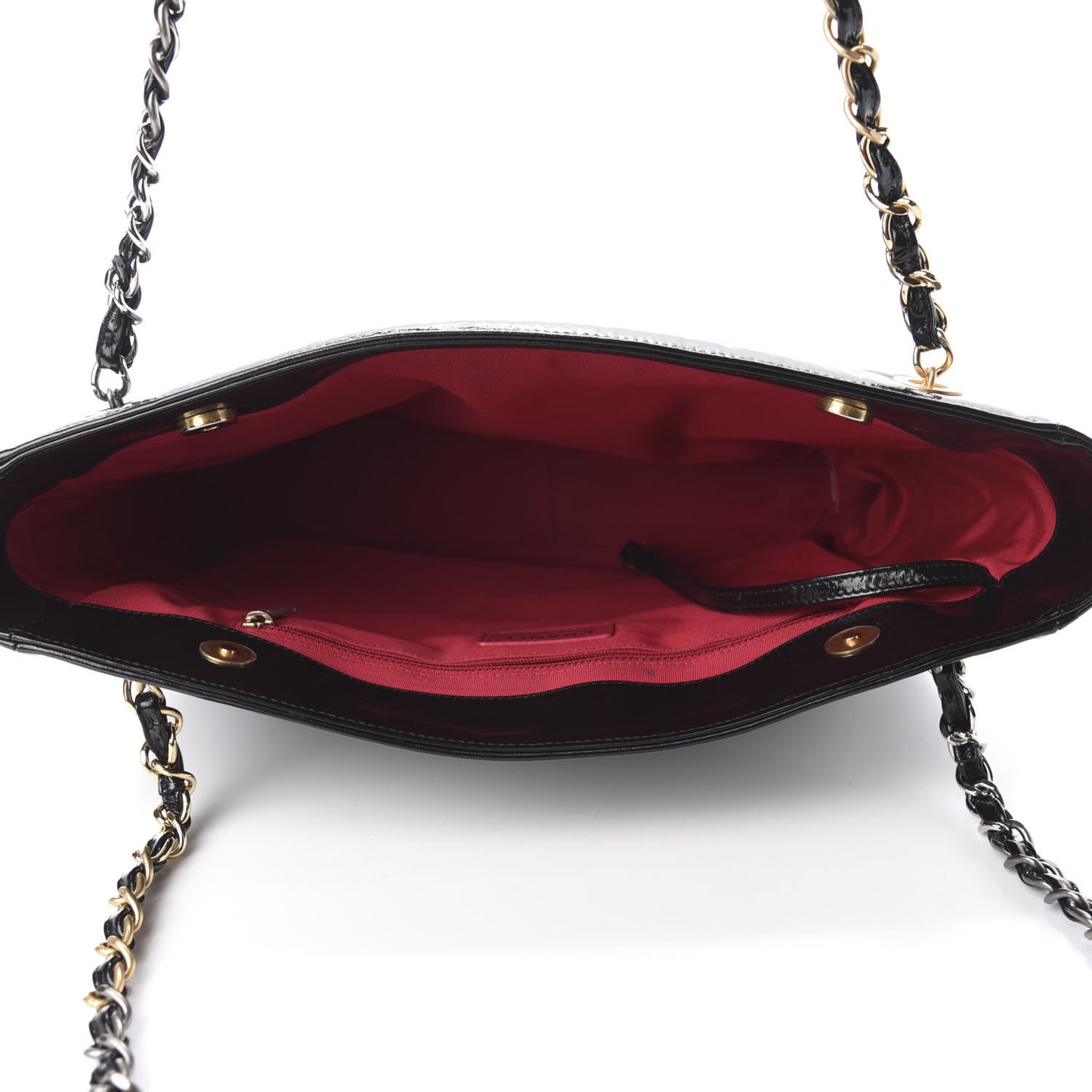 Shiny Aged Calfskin Quilted Small Shopping Bag Black