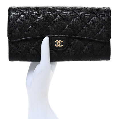 Chanel Caviar Quilted Large Gusset Flap Wallet Black 2 of 8