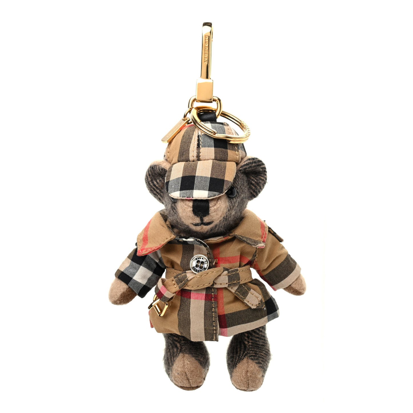 Thomas Check Trench Teddy Bear Keychain Charm Camel
