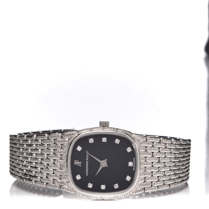 Audemars Piguet 18K White Gold Diamond 22mm Cobra Quartz Watch Black 3 of 8