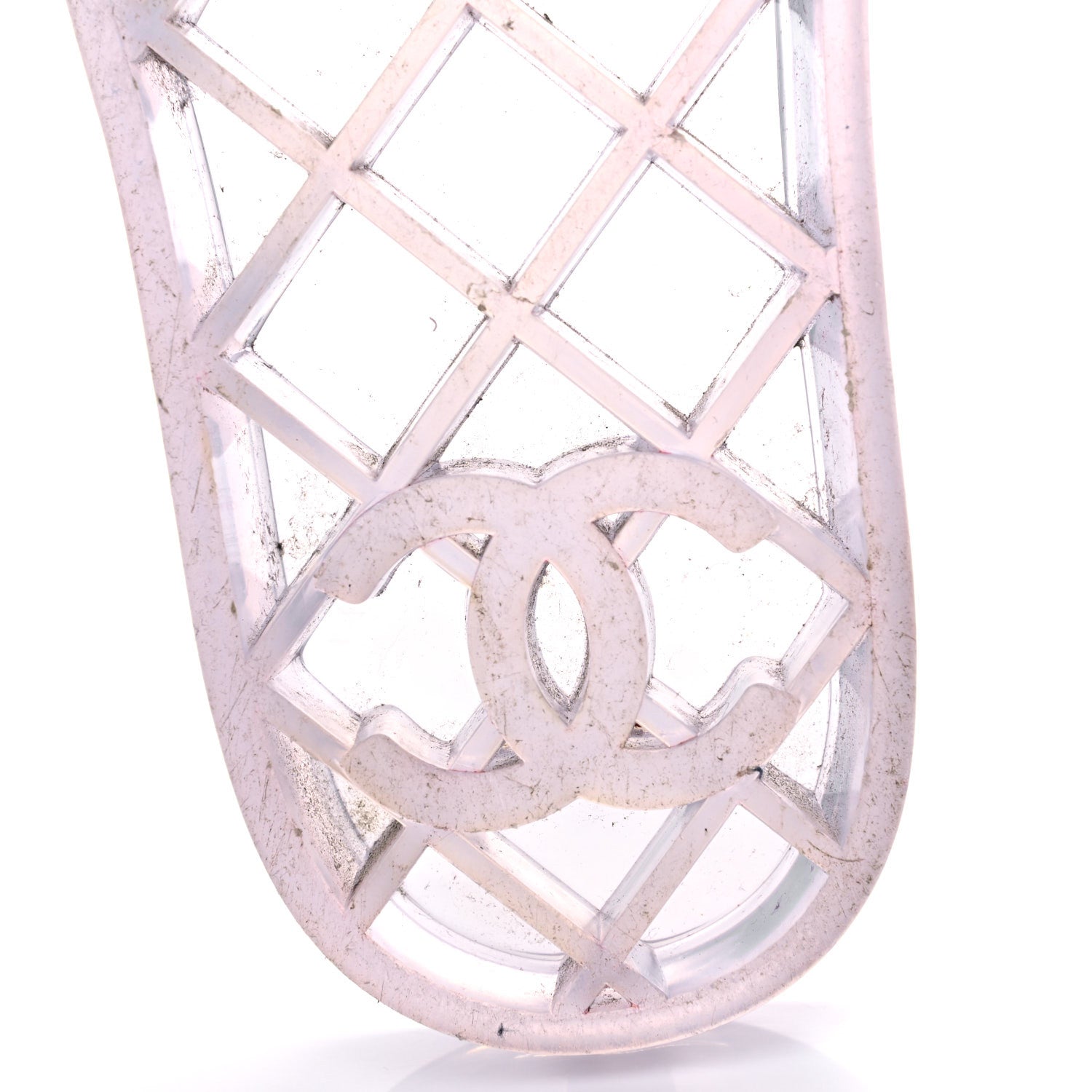 Chanel PVC Transparent Fabric CC Flat Slide Sandals 41 Navy 6 of 15