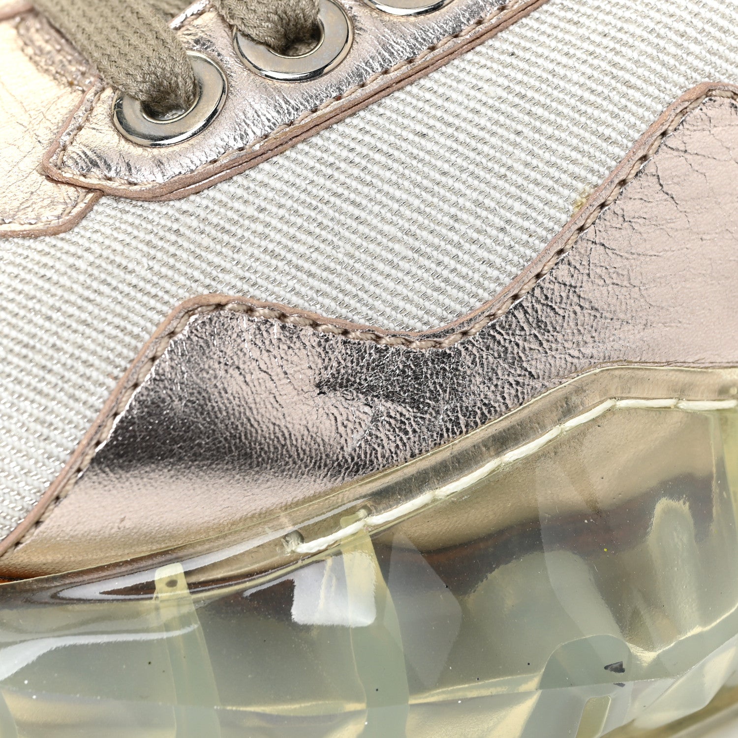 Jimmy Choo Metallic Calfskin Womens Diamond F Low Top Sneaker 37 White Gold 14 of 14
