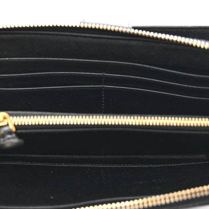Prada Saffiano Metal Zip Around Organizer Wallet Black 5 of 11
