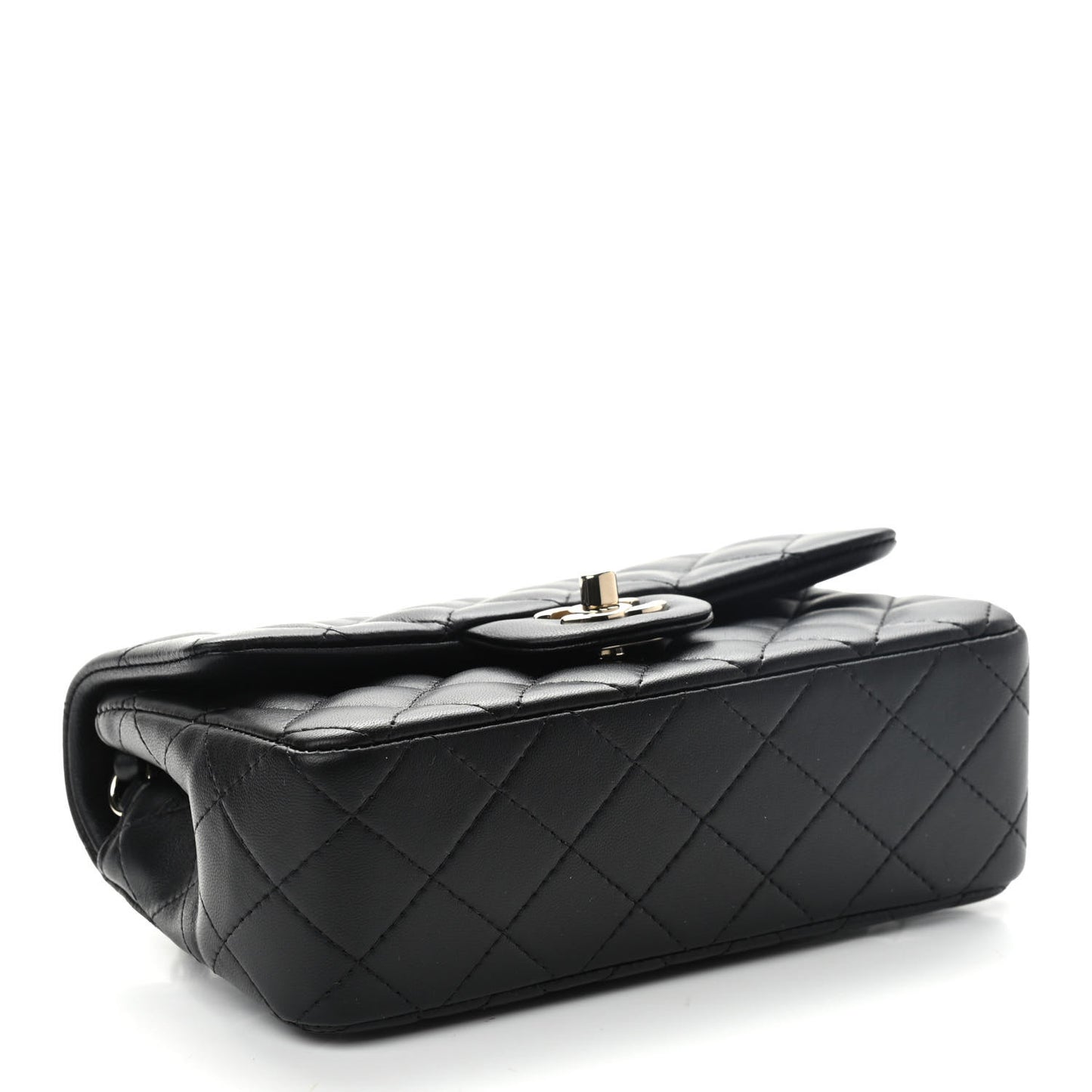 Lambskin Quilted Mini Rectangular Flap Black