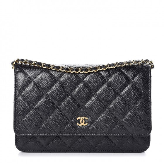 Caviar Quilted Wallet On Chain WOC Black