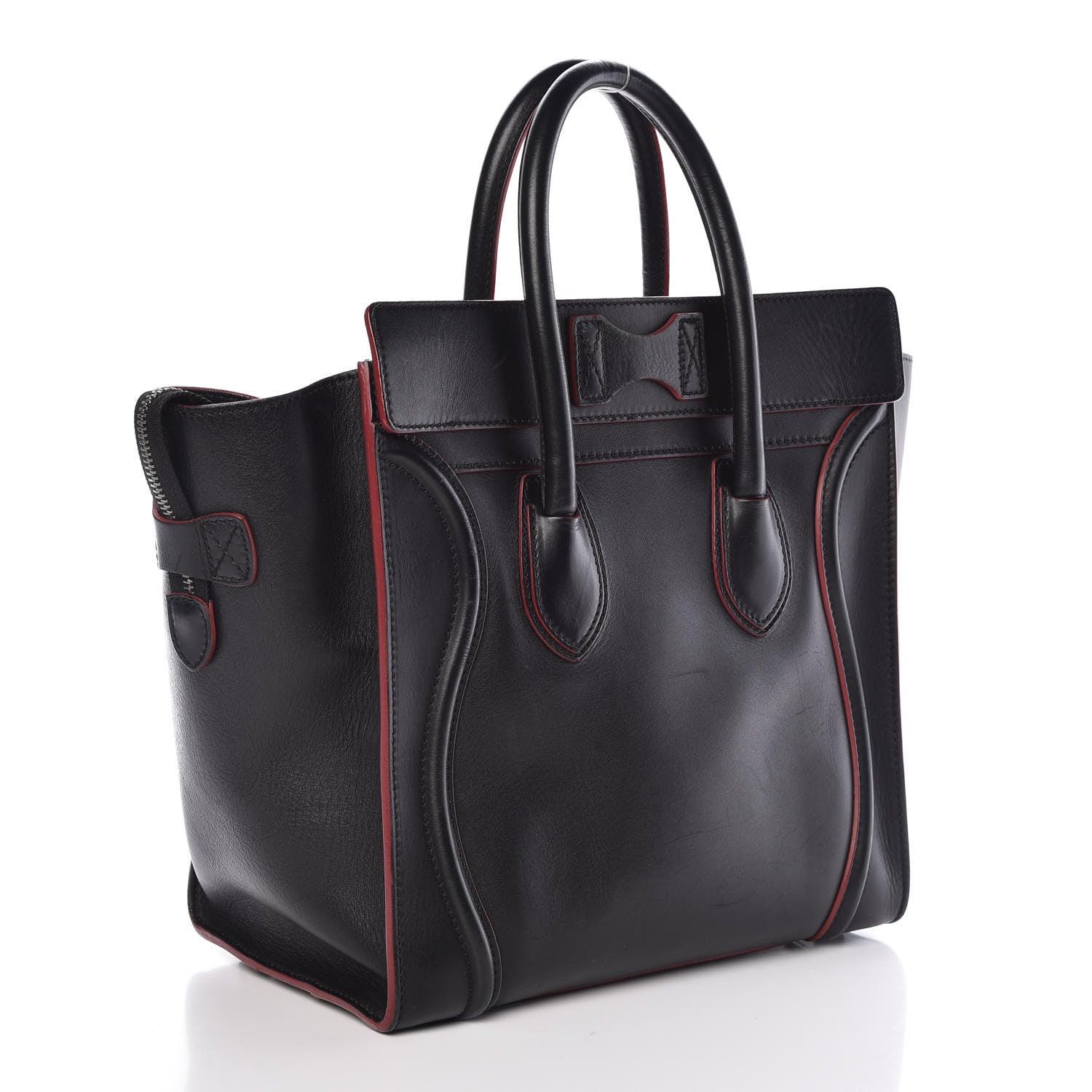 Celine Smooth Calfskin Mini Luggage Black Pink Trim 3 of 8