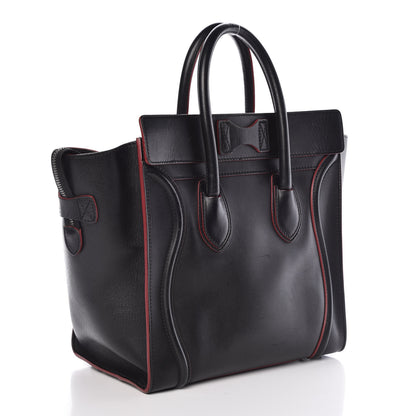 Celine Smooth Calfskin Mini Luggage Black Pink Trim 3 of 8