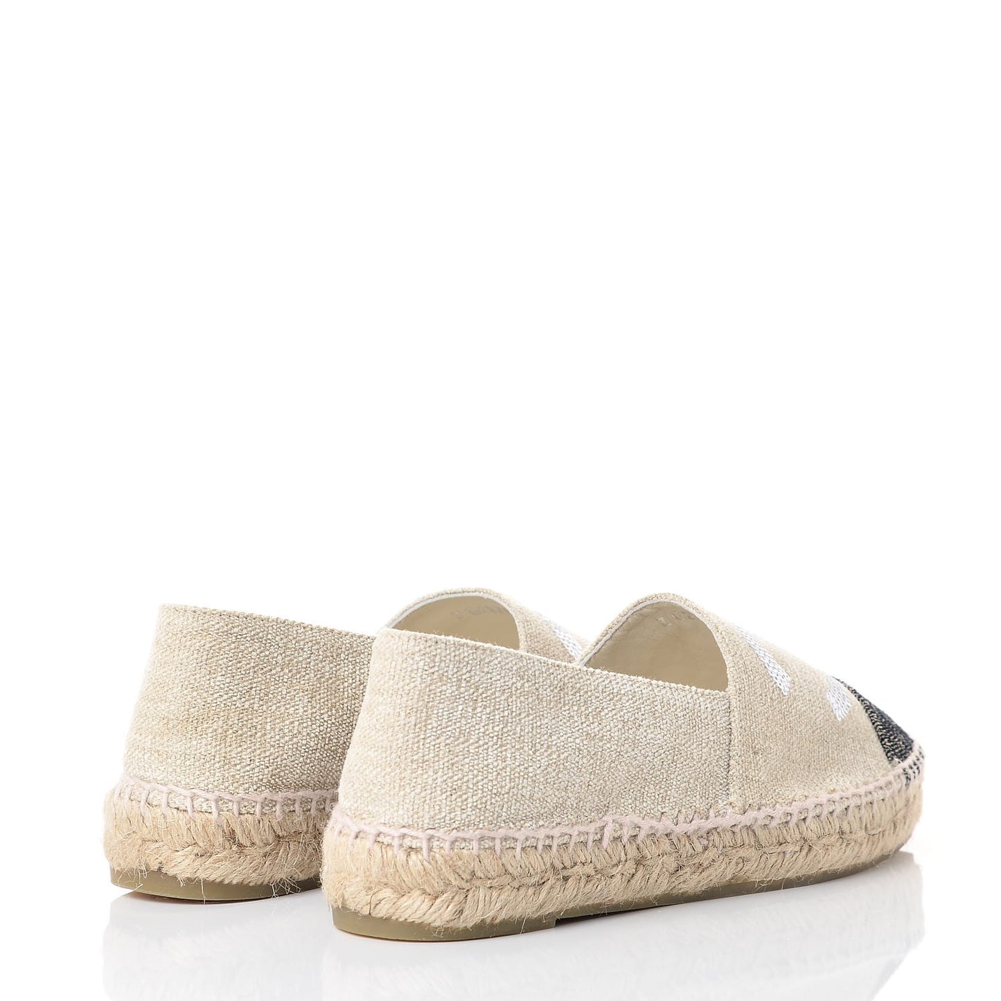 Linen Sequin CC Espadrilles 36 Beige Black