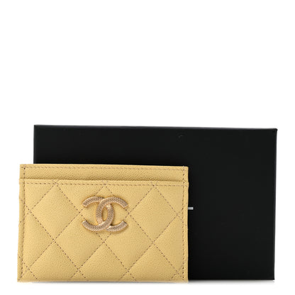 Chanel Caviar Quilted Studded CC Card Holder Yellow 10 of 10